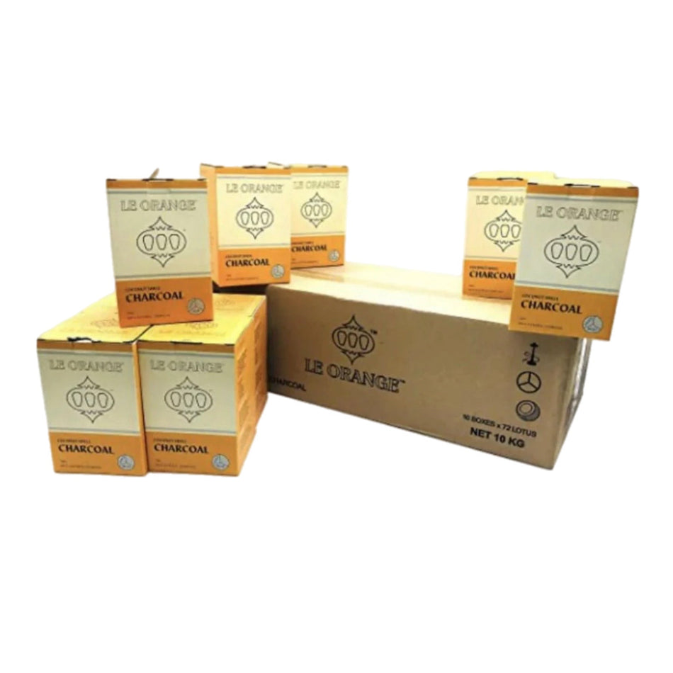 Le Orange Hookah Coconut Charcoal 72pc “Large Cubes” Master Case 10kg - SoBe Hookah