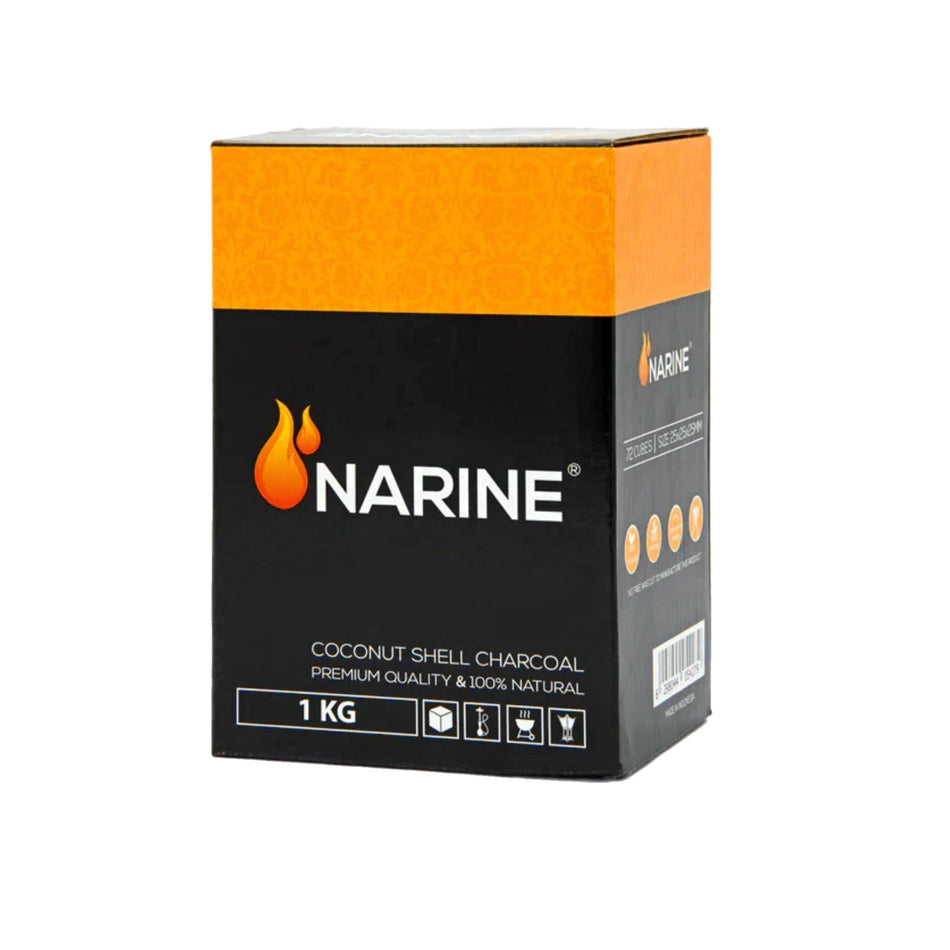 Narine Premium Coconut 25mm Charcoals 1 kg ( 72 Large Cubes) - SoBe Hookah