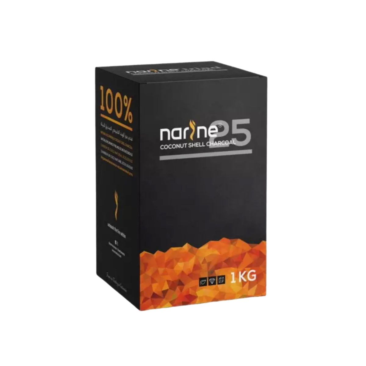 Narine Premium Coconut 25mm Charcoals 1 kg ( 72 Large Cubes) - SoBe Hookah